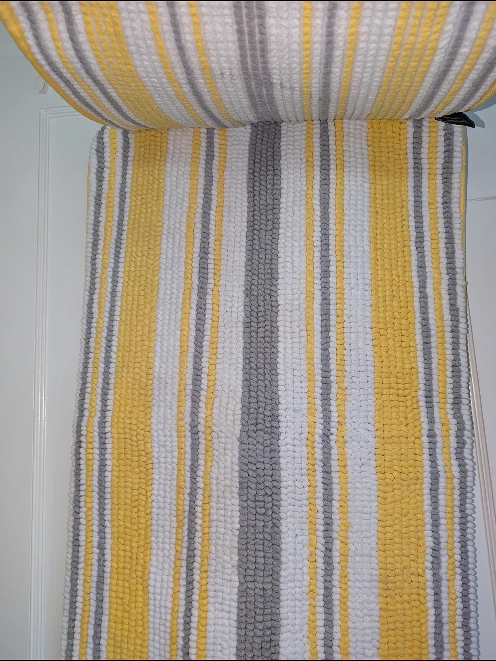 Trina Turk Striped Yellow, Gray & White Bath Rug - 33"X21" And 24"X17" - Picture 2 of 4